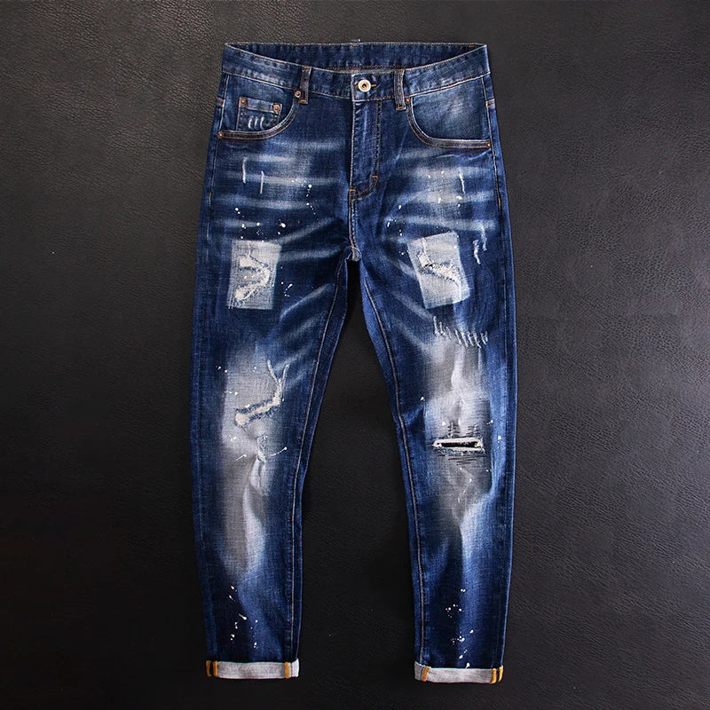 Street Fashion Men's Jeans Vintage Elastic