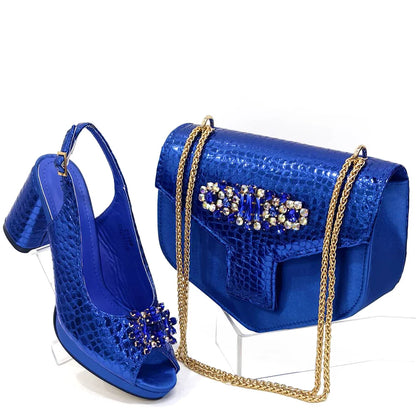 Purple Colour Shoe and Bag Set Luxury Designer