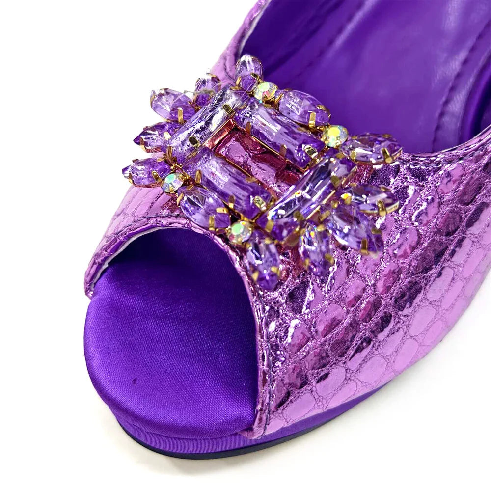 Purple Colour Shoe and Bag Set Luxury Designer