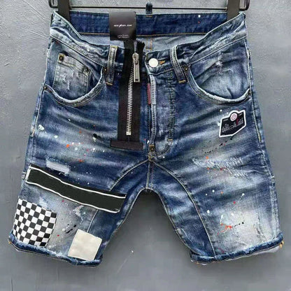 Fashion Splash-ink ICON Denim Shorts Men's