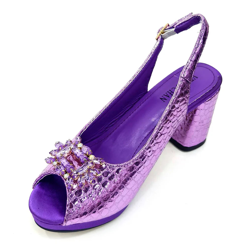 Purple Colour Shoe and Bag Set Luxury Designer