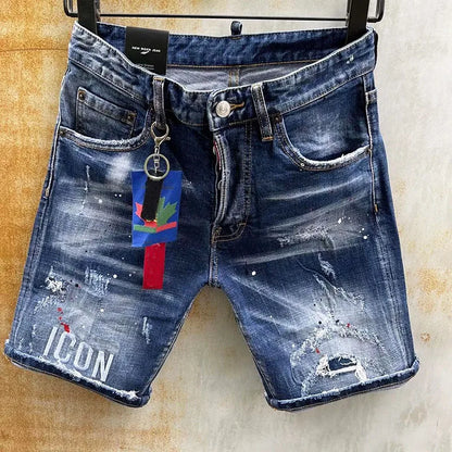 Fashion Splash-ink ICON Denim Shorts Men's